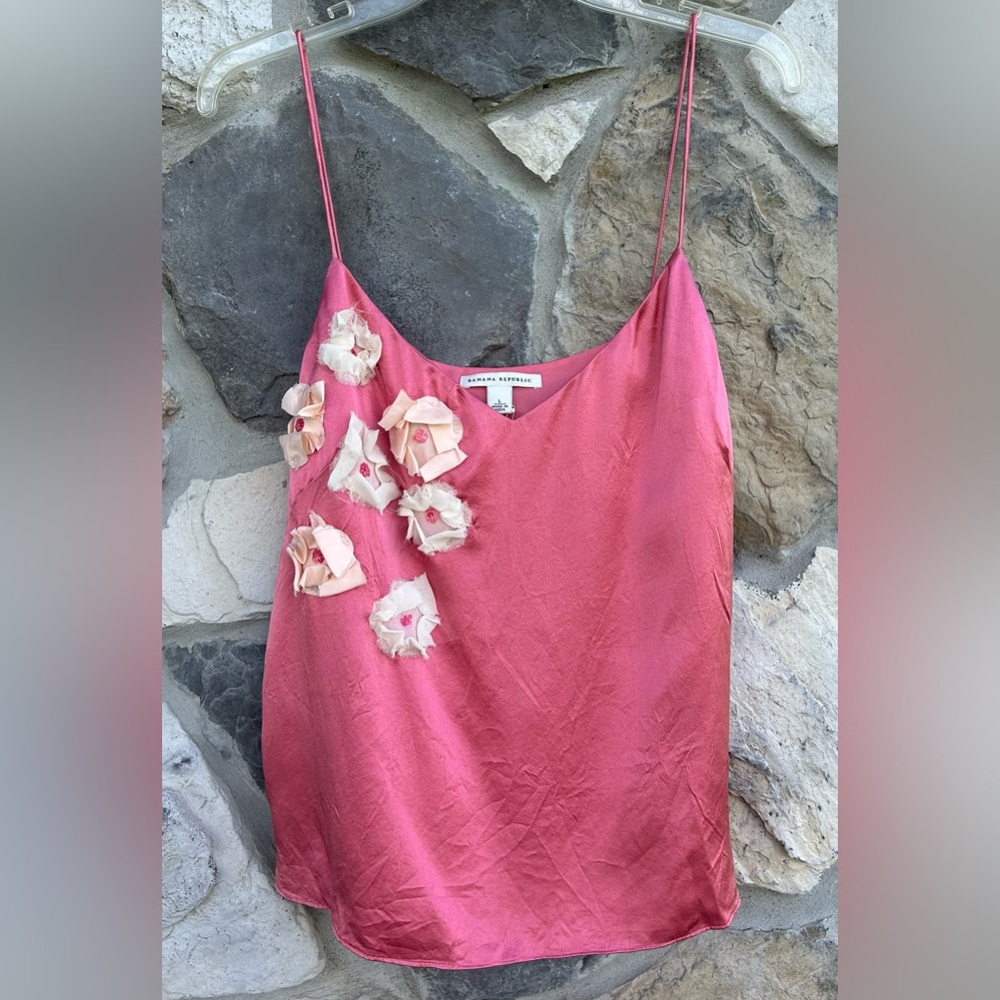 Banana Republic Pink Camisole with Floral Accents
